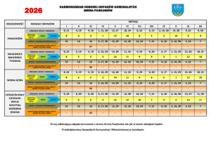 Harmonogram odbioru odpadów komunalnych na 2026 rok dla Gminy Pawłosiów