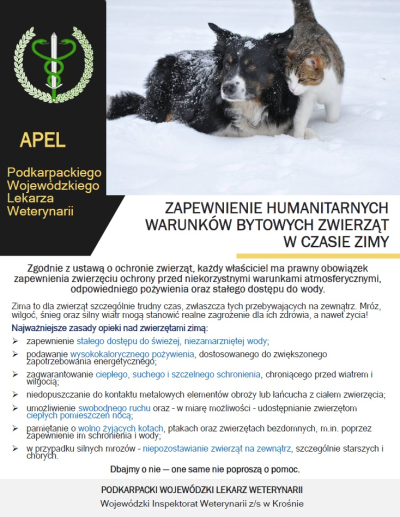 Zapewnienie humanitarnych warunków bytowych zwierząt w czasie zimy
